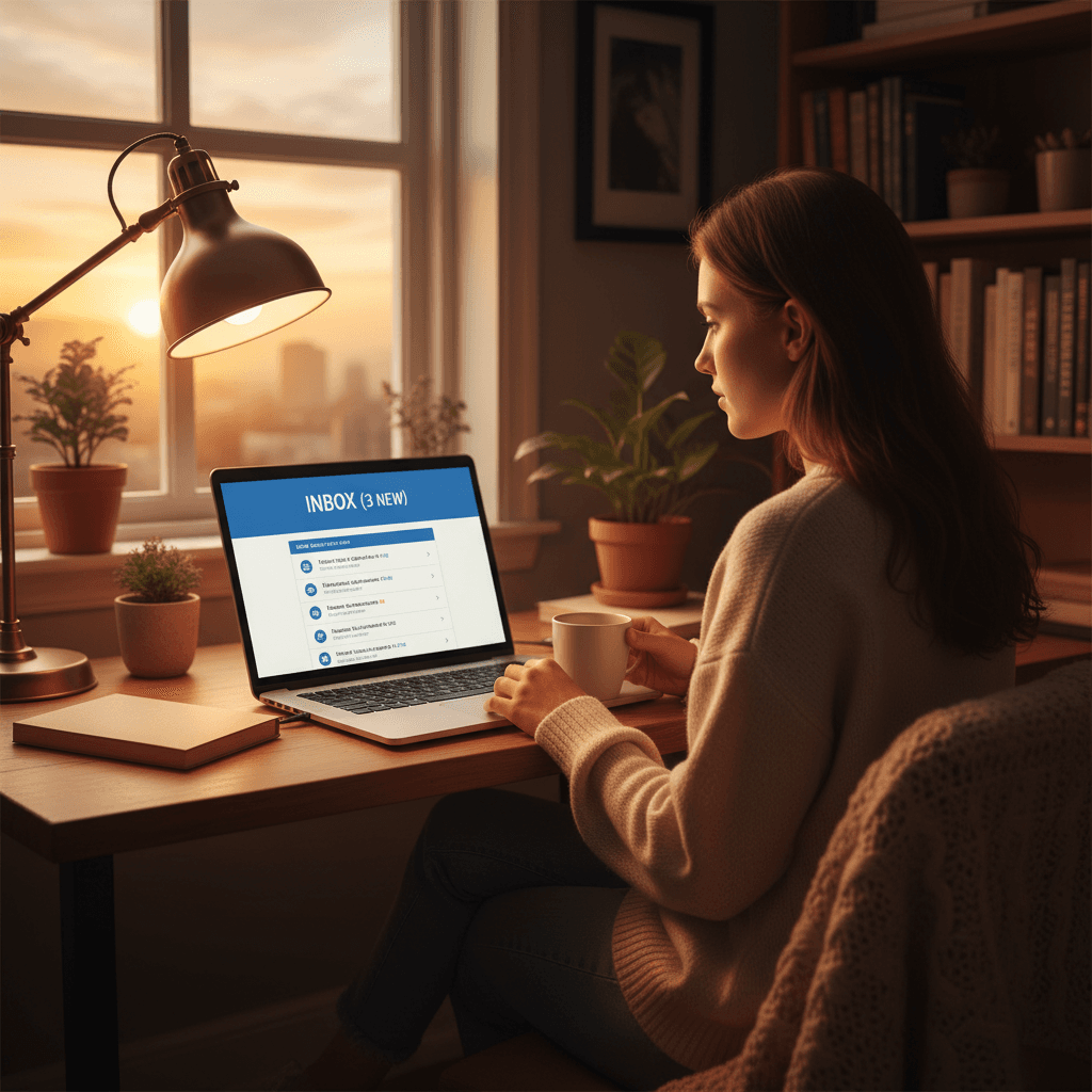 Person accessing email account securely on computer