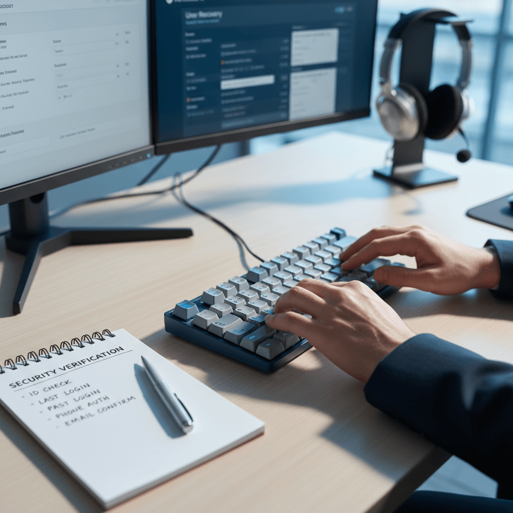 Customer service professional helping with Hotmail account recovery